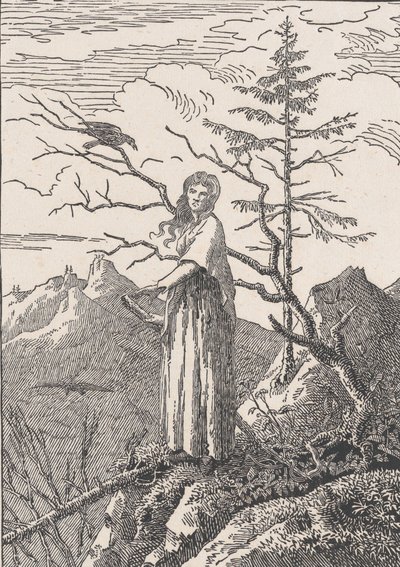 Vrouw met een Raaf, waarschijnlijk 1803 door Christian Friedrich
