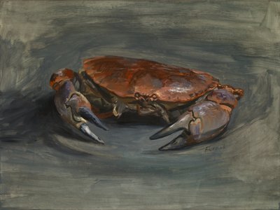 Krab, 2018 (olieverf op gegessuurd houten paneel) door Christian Furr