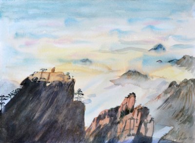 Stenen Aap Kijkt Over een Zee van Wolken, 2015 door Christian Furr