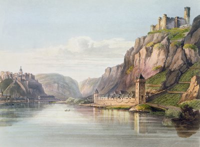 St. Goarshausen, St. Goar en Rheinfels, gegraveerd door T. Sutherland, uit 