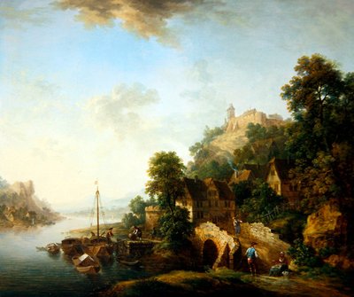 Een uitzicht op het dorp Braubach door Christian Georg I Schutz
