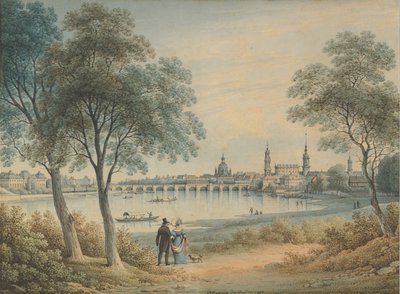 Uitzicht op Dresden vanuit het Westen door Christian Gottlob Hammer