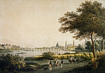 Uitzicht op Dresden vanaf de zuidwestkant door Christian Gottlob Hammer