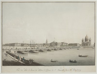Uitzicht op de Sint-Isaacbrug in Petersburg door Christian Gottlob Hammer