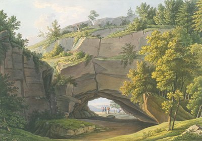 Zicht op de beroemde Kuhstall-grot in Saksisch Zwitserland door Christian Gottlob Hammer