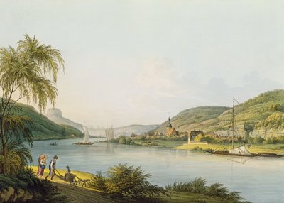 Uitzicht op het zuidelijke deel van Schandau aan de Elbe in Saksen op de grens van Bohemen door Christian Gottlob Hammer