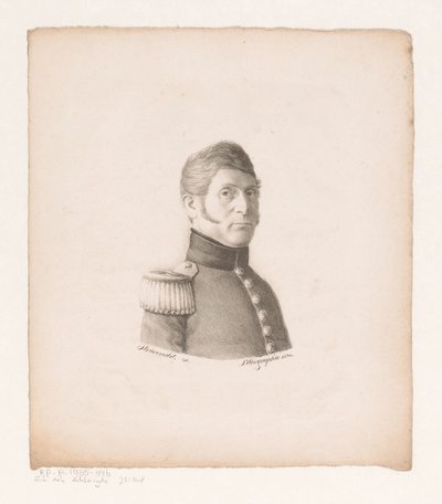 Portret van onbekende militair door Christian Heinrich Gottlieb Steuerwald