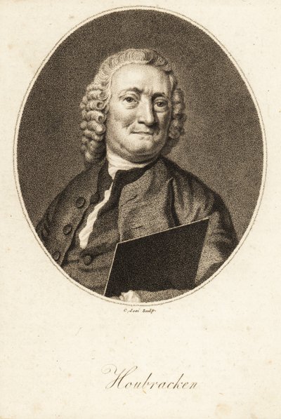 Ovaal portret van Arnold Houbraken, Nederlandse schilder en biograaf van schilders uit de Nederlandse Gouden Eeuw door Christian Josi