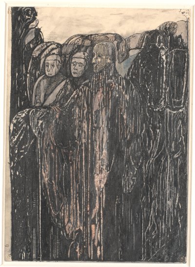 Drie figuren in een tuin door Christian Kongstad Petersen