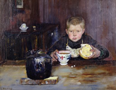 Boodschappenjongen die Koffie Drinkt door Christian Krohg