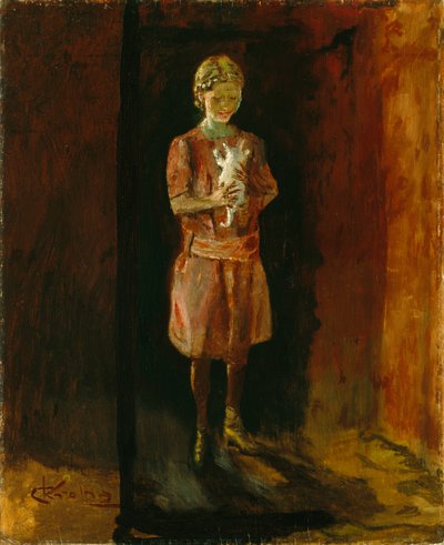 Meisje met kat door Christian Krohg