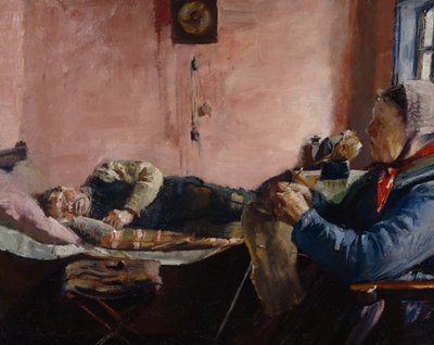 Interieur van een vissershuis in Skagen door Christian Krohg