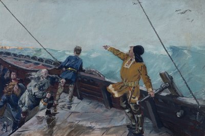 Leiv Eiriksson ontdekt Amerika door Christian Krohg