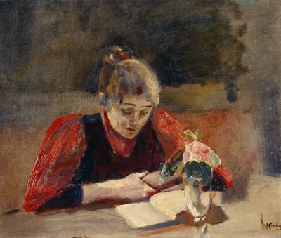 Oda zit en leest door Christian Krohg