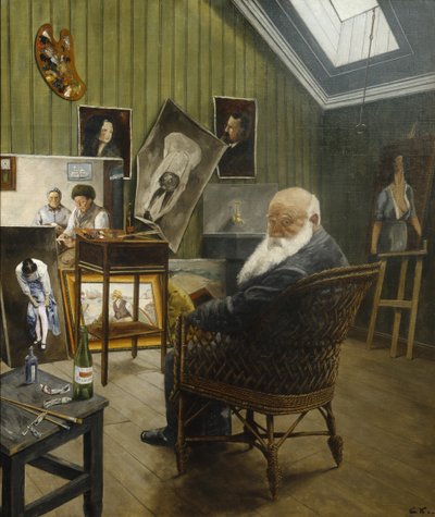 Zelfportret in het atelier door Christian Krohg