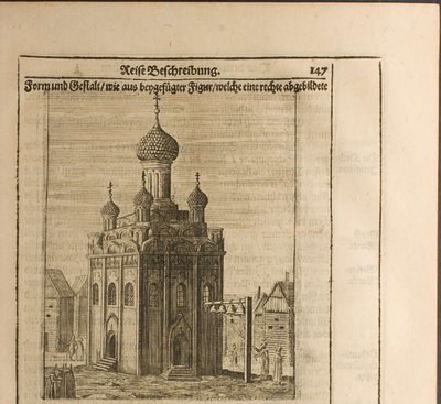 Kathedraal in het Kremlin van Moskou Illustratie uit Reizen naar de Grote Hertog van Muscovy door Christian Lorenzen Rothgiesser