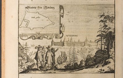 Nöteborg Illustratie uit Reizen naar de Grote Hertog van Muscovy en de Koning van Perzië door Adam Ol door Christian Lorenzen Rothgiesser