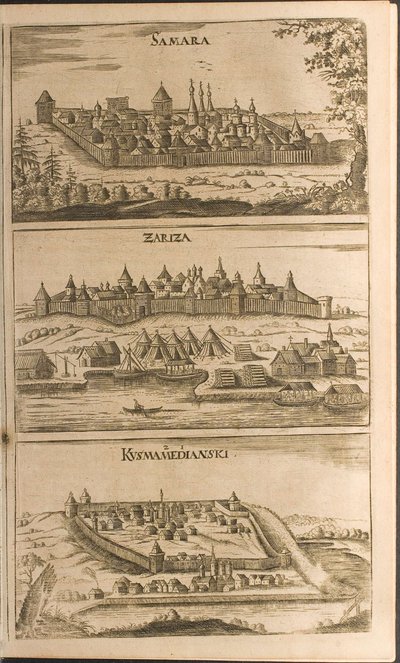 Samara, Tsaritsyn en Kozmodemyansk Illustratie uit Reizen naar de Grote Hertog van Muscovy door Christian Lorenzen Rothgiesser