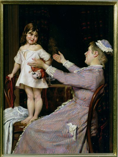 Klein meisje met een pop en haar verpleegster, 1896 door Christian Pram Henningsen