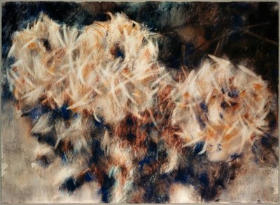 Drie chrysanten in een kruik door Christian Rohlfs