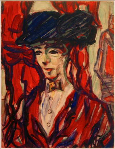 Portret van een vrouw met hoed door Christian Rohlfs