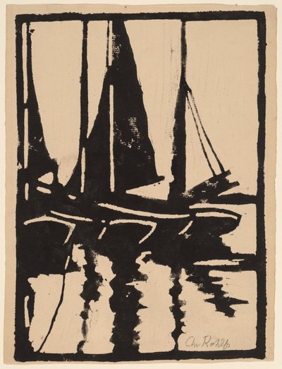 Zeilboten in de Haven door Christian Rohlfs