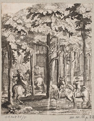Ruiters in een bos door Christian Rothgiesser