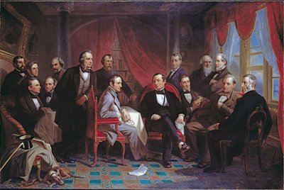 Washington Irving en zijn literaire vrienden in Sunnyside door Christian Schussele