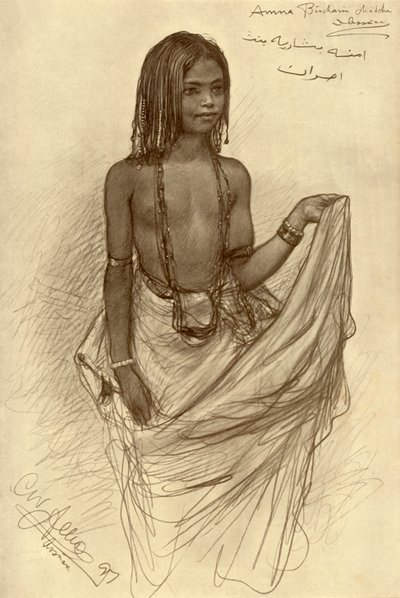 Bishari meisje, Aswan, Egypte door Christian Wilhelm Allers
