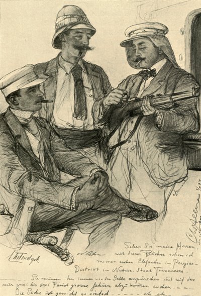 Europeanen aan boord van een schip, 1898 door Christian Wilhelm Allers