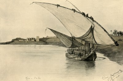 Felucca op de Nijl bij Kom Ombo, Egypte. door Christian Wilhelm Allers