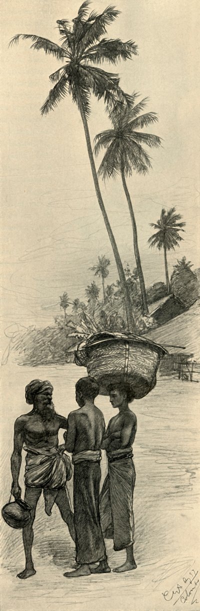 Groep mannen, Colombo, Ceylon door Christian Wilhelm Allers