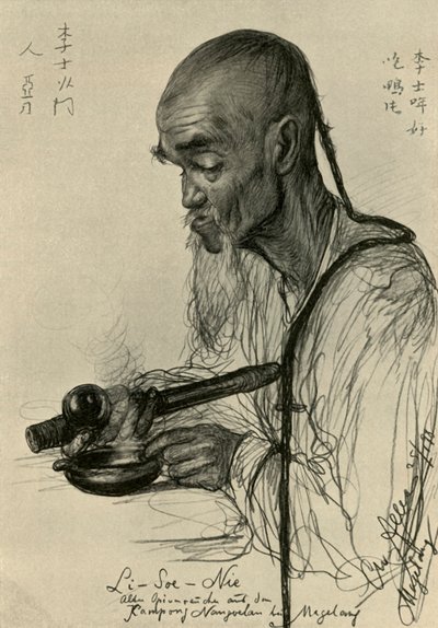 Li-Soe-Nie - man die opium rookt, Magalang, Java, 1898 door Christian Wilhelm Allers