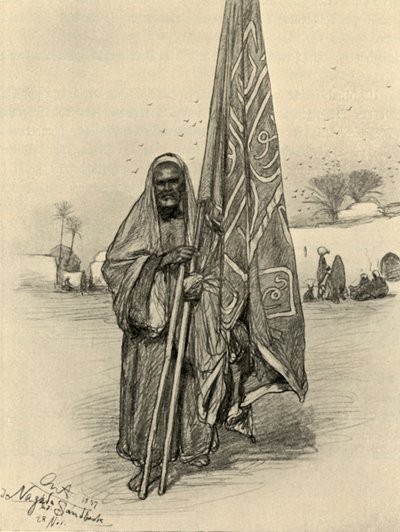 Man met vlag, Nagada, Egypte, 1898 door Christian Wilhelm Allers