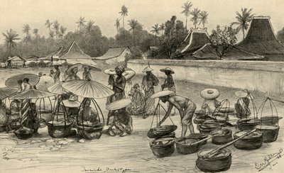 Marktscène, Java door Christian Wilhelm Allers