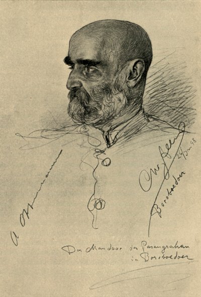 Portret van een man, Borobudur Tempel, Magelang, Java, 1898 door Christian Wilhelm Allers