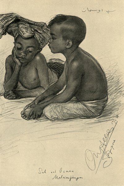 Sah en Osman, Maleisische jongens, Singapore, 1898 door Christian Wilhelm Allers