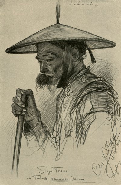 Singo Trono - man die tabak kauwt, Magelang, Java, 1898 door Christian Wilhelm Allers