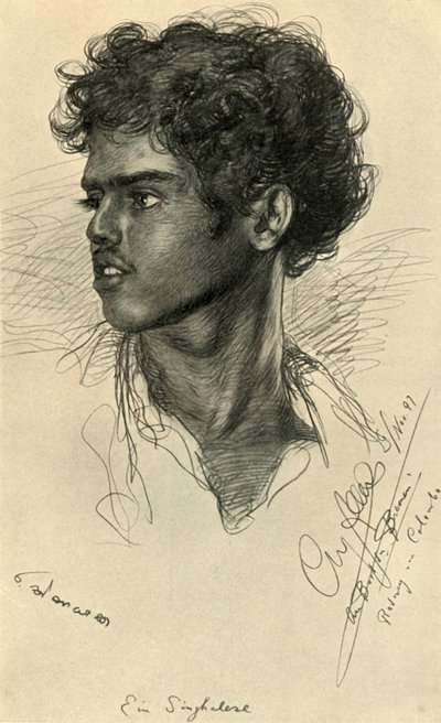 Singalees man, Colombo, Ceylon door Christian Wilhelm Allers