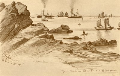 De wegen bij Chefoo gezien vanaf de heuvels, China door Christian Wilhelm Allers