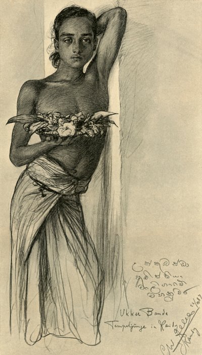 Ukku Banda, jonge man bij een tempel, Kandy, Ceylon door Christian Wilhelm Allers