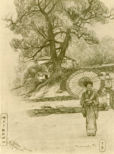 Vrouw met parasol, Nagasaki, Japan door Christian Wilhelm Allers