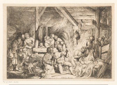 Aanbidding door de herders door Christian Wilhelm Ernst Dietrich