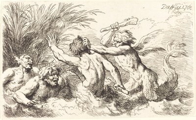 Strijdende Tritons door Christian Wilhelm Ernst Dietrich