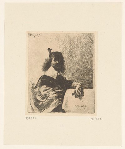 Man met bril in de hand door Christian Wilhelm Ernst Dietrich