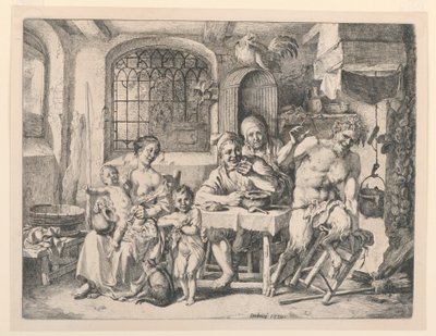Satyr in het huis van de boer door Christian Wilhelm Ernst Dietrich