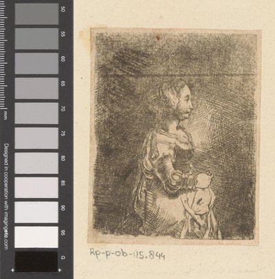 Vrouw met ring in de hand door Christian Wilhelm Ernst Dietrich