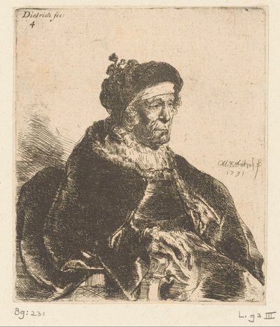 Zittende oude vrouw door Christian Wilhelm Ernst Dietrich