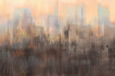 Abstracte stadsgezicht bij zonsondergang door Christina Sillen