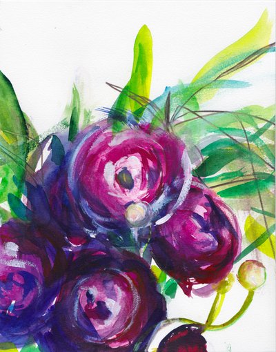 Boeket met paarse ranonkels door Christine Lindstrom